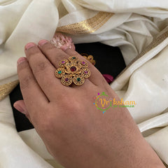 Antique Gold Look Alike Finger Ring -Floral 1-G3066