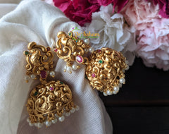 Premium Peacock Jhumkas- Red -G1760