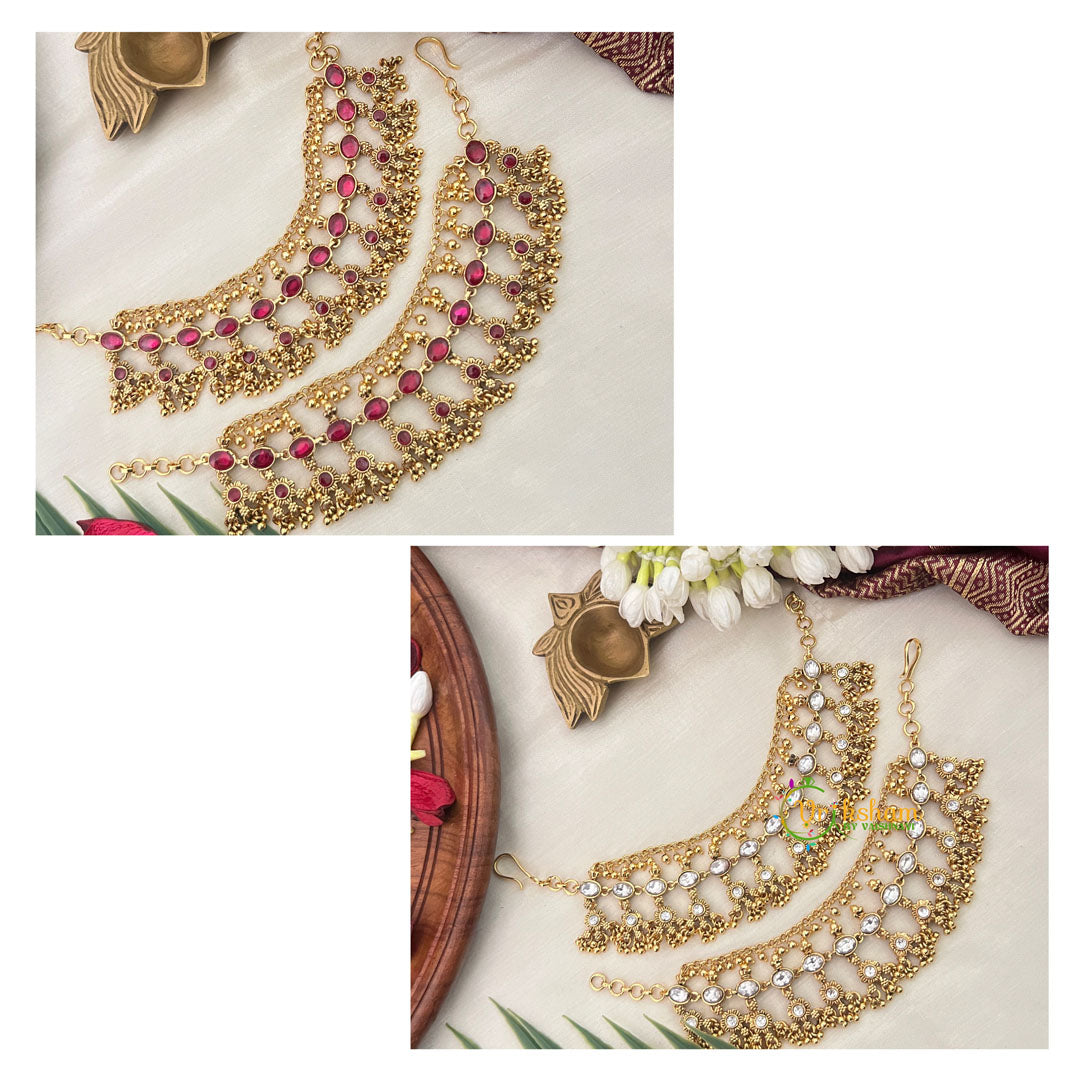 Reversible Gold-Toned Guttapusalu Style With Red & White Accents Maatil-Vriksham-G22914