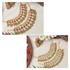 Reversible Gold-Toned Guttapusalu Style With Red & White Accents Maatil-Vriksham-G22914