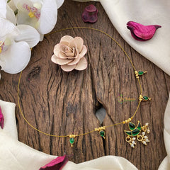 Vriksham Designer Diya Pendant Invisible Chain-Green-Pearl-G16970