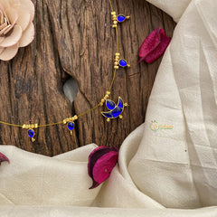 Vriksham Designer Diya Pendant Invisible Chain-Blue-G16972