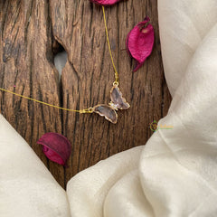Vriksham Butterfly Pendant Invisible Chain-Light Pink-G16928