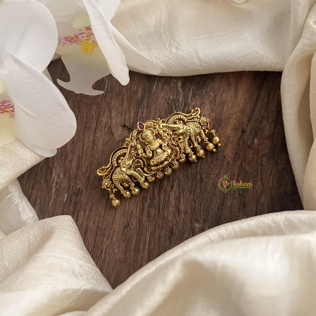 Premium Gold Look Alike Hair clip -Lakshmi and Elephant-G15358