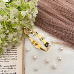 Vriksham Gold Heart Charm With White Inlay Open-Style Bracelet-G21883