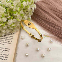 Vriksham Gold Heart Charm With White Inlay Open-Style Bracelet-G21883