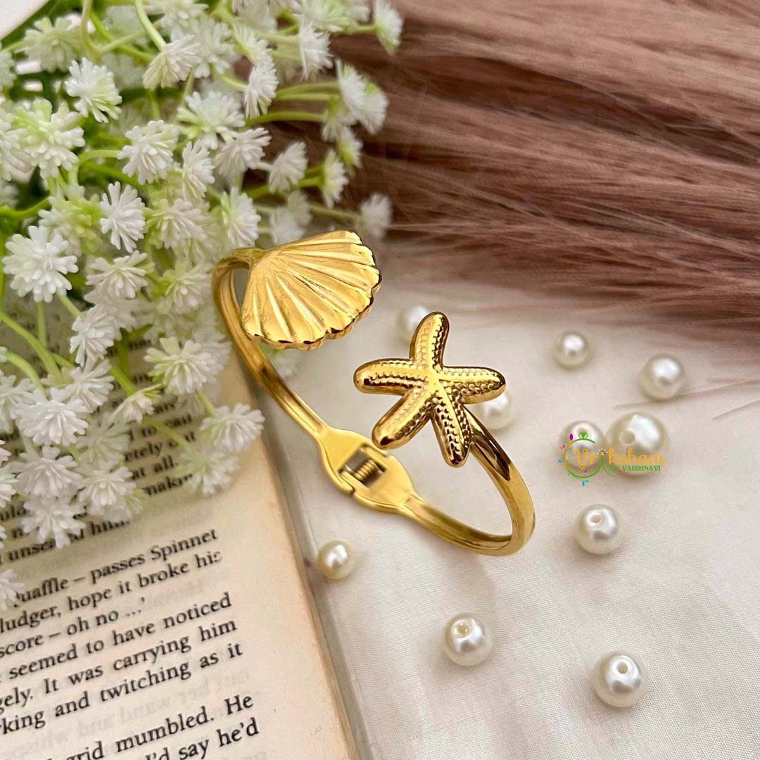 Vriksham Gold Starfish and Seashell Style Open-Style Bracelet-G21900