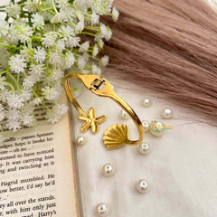 Vriksham Gold Starfish and Seashell Style Open-Style Bracelet-G21900