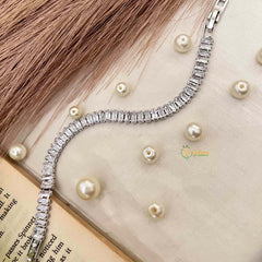Vriksham Geometric Square Link Silver  Tennis Open-Style Bracelet-G21912