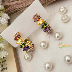 Vriksham Royal Pear & Diamond-Cut Crystal Multi Color  Anti Tarnish Drop Earrings-G21933