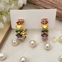 Vriksham Royal Pear & Diamond-Cut Crystal Multi Color  Anti Tarnish Drop Earrings-G21933