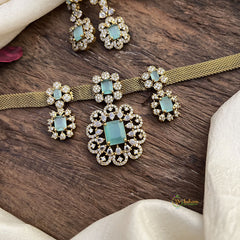 Exquisite Victorian Diamond Hasli Neckpiece-Pastel Green-VV1927