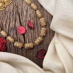 Vriksham Traditional Bridal Gold Ruby-Inspired Beaded necklace–G20652