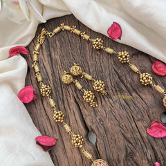 Vriksham Elegant Antique Gold Ball With Red Ruby Circle Beaded necklace-G20664