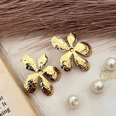 Vriksham Matt Textured Floral Petals Statement  Anti Tarnish Studs Earrings-G21949