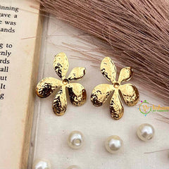 Vriksham Matt Textured Floral Petals Statement  Anti Tarnish Studs Earrings-G21949