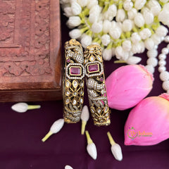 Victorian Diamond Bangles-Red White -VV914