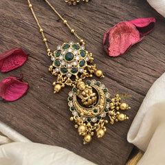 Vriksham Floral with Lakshmi Pendant Chain-Golden Bead-Green-G15673