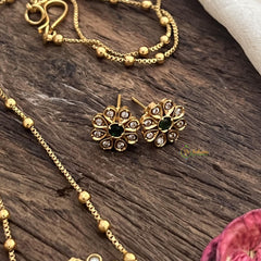 Vriksham Floral with Lakshmi Pendant Chain-Golden Bead-Green-G15673