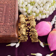 Antique Gold Temple Bangle-Elephant-Screw Type-G4100