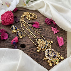 Vriksham 2 Layer Lakshmi Pendant Chain-Golden Bead-Blue-G15731