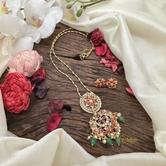 Vriksham Designer Coral Stone Pendant Chain-Green Bead-G15711