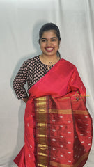 Vriksham Pinkish Red Thirubuvanam Silk Saree-Pure Silk-VS4361