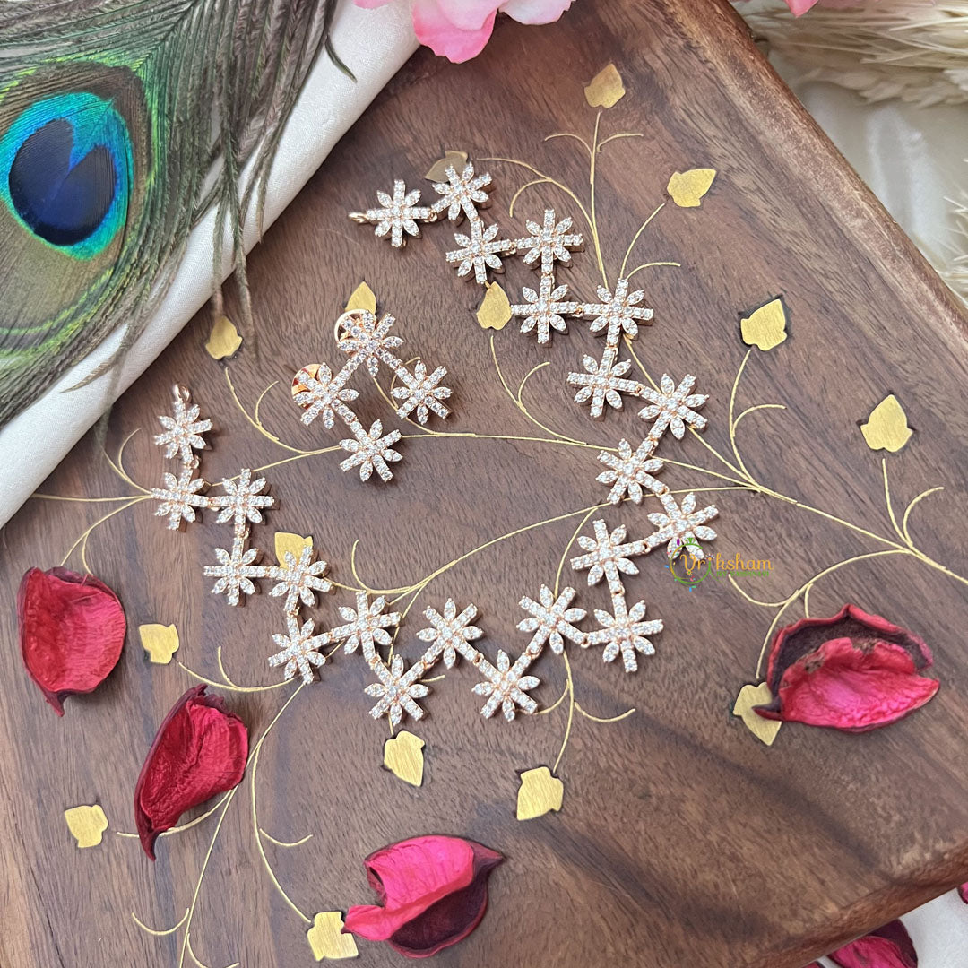 Vriksham AD Stone Floral Rose Gold Short Neckpiece-G18120