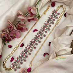 Classic Floral  AD Diamond With Pear Shape Drop Bridal Hipchain-Vriksham -G22636