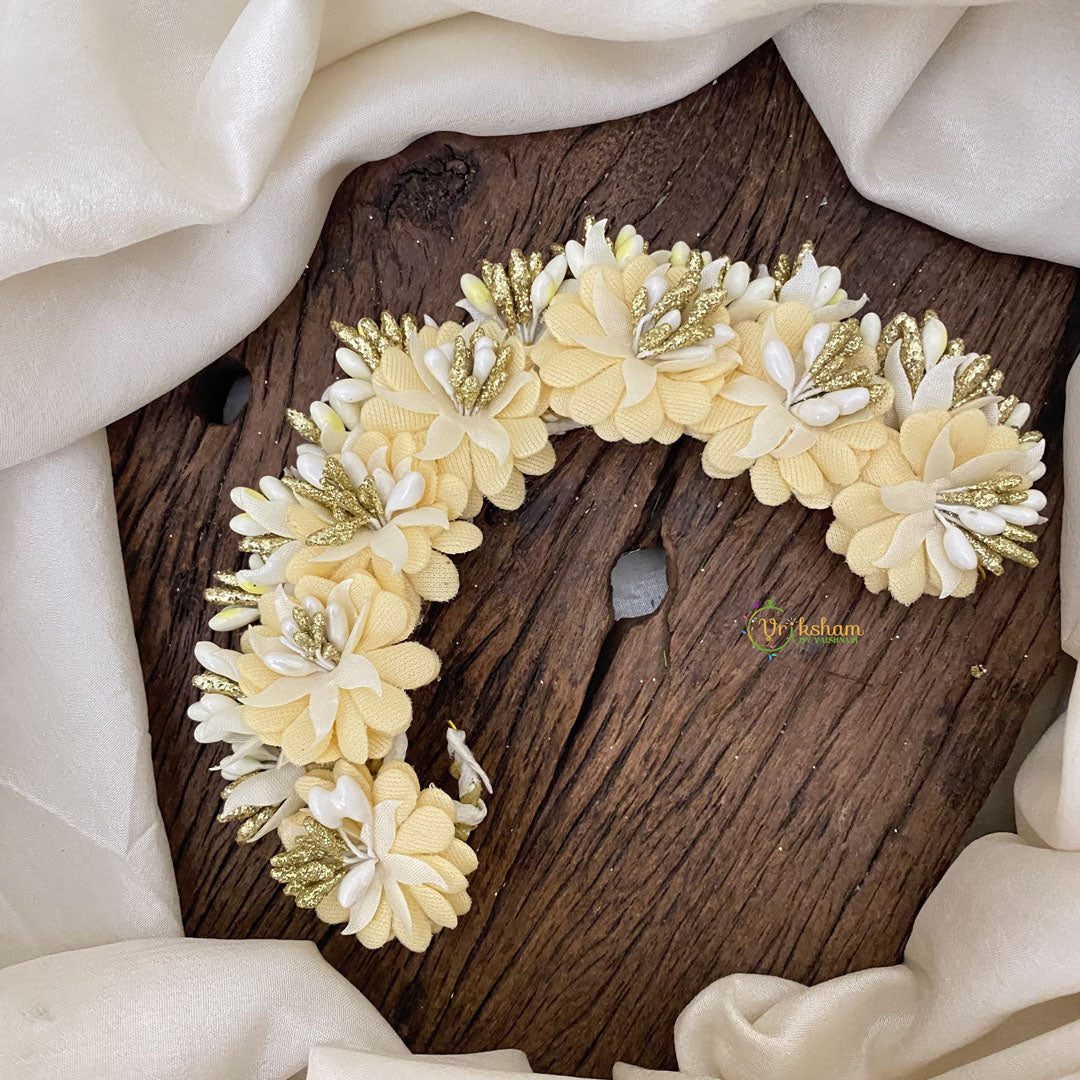 Vriksham Off White Floral With Beads Veni-Flower Accessory-H867
