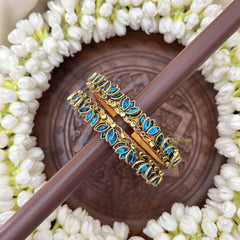 Vriksham Fancy Silk Thread Kundan Lotus Bangle Kada-Sky Blue-KG20803