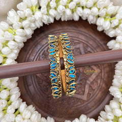 Vriksham Fancy Silk Thread Kundan Lotus Bangle Kada-Sky Blue-KG20803