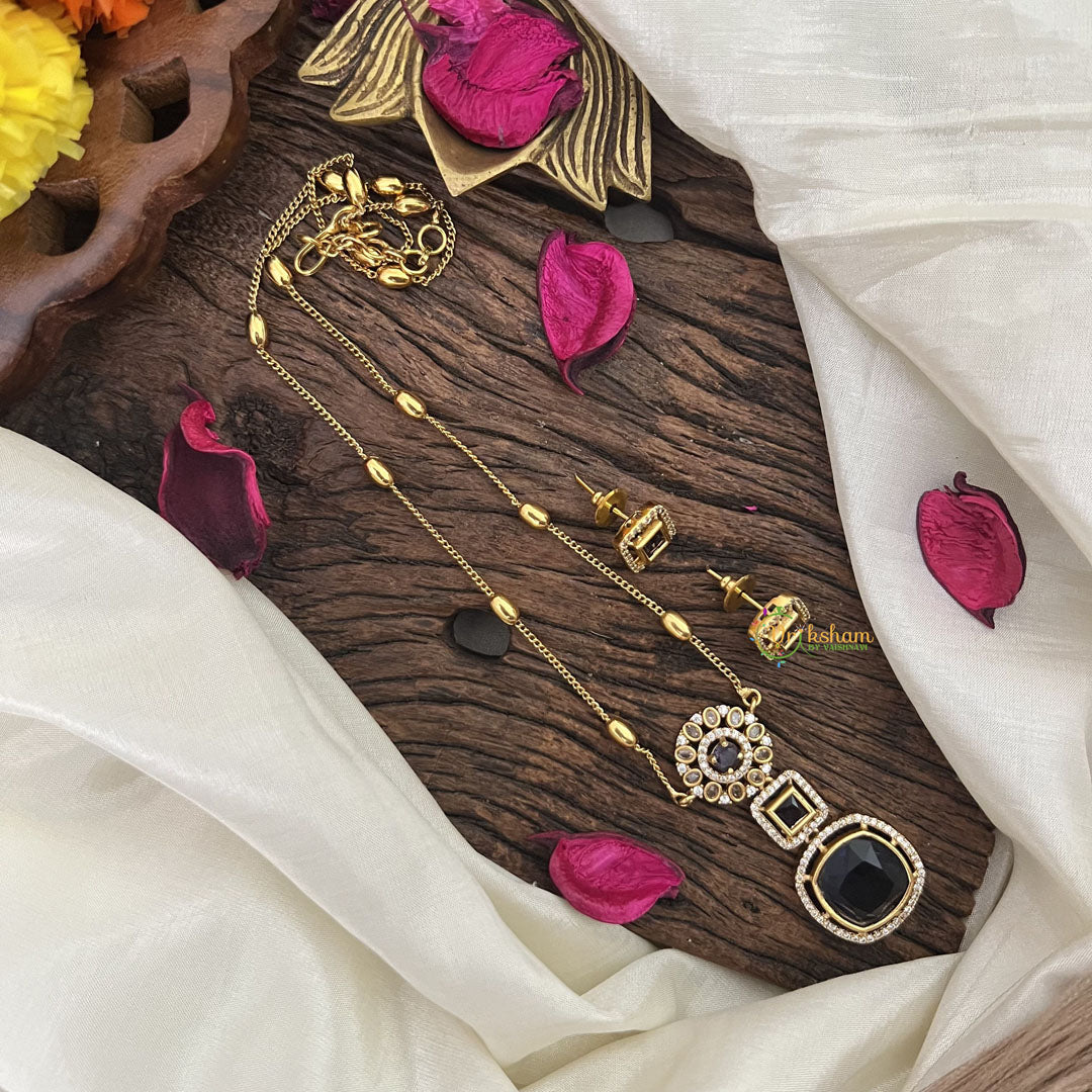 Vriksham Premium Purple AD Stone Pendant Chain Neckpiece-G17890