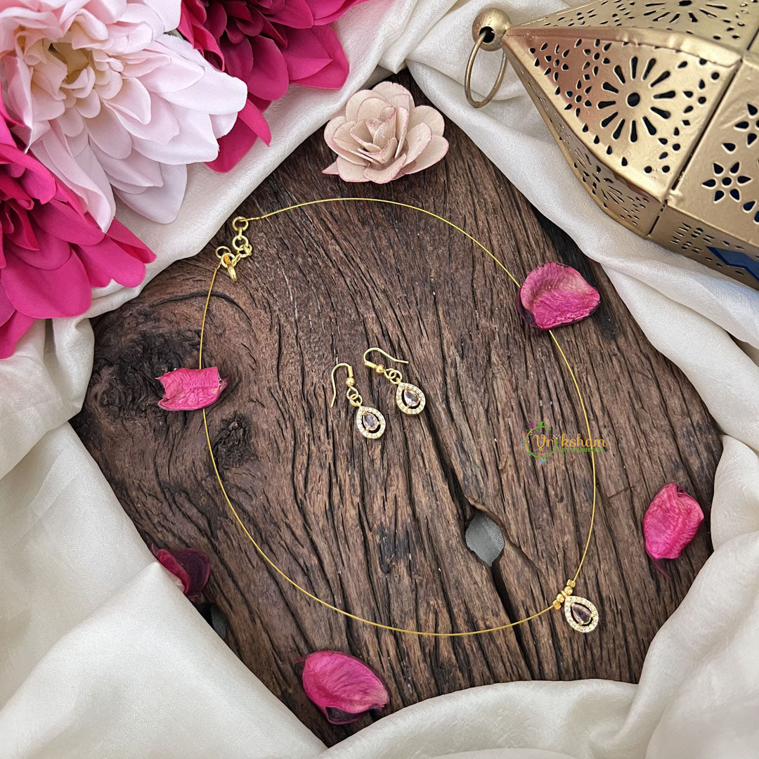 Vriksham Exquisite Tear Drop Invisible Chain-Pastel Pink-G18386