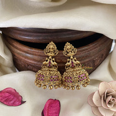 Vriksham Gold Look Alike Lakshmi Earring-Red-G17282