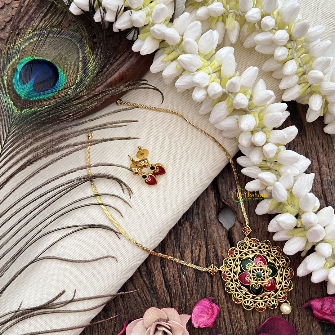 Vriksham Traditional Palakka Floral Pendant Neckpiece-G19247
