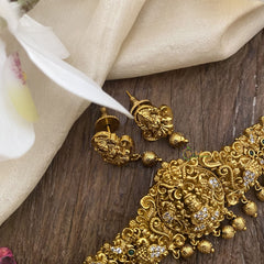 Vriksham Gold Look Alike AD Stone Lakshmi Dual Peacock Choker-G16335
