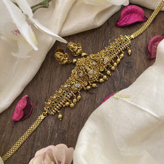 Vriksham Gold Look Alike AD Stone Lakshmi Dual Peacock Choker-G16335