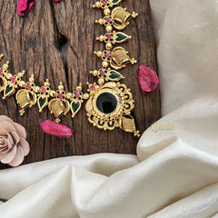 Traditional Kerala Palakka Pendant Haram-Green-G19254