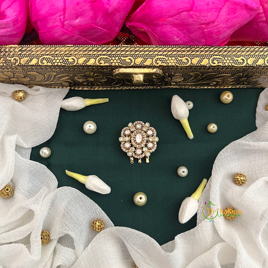 Floral  White Kundan Jad Billai-Vriksham-G22774