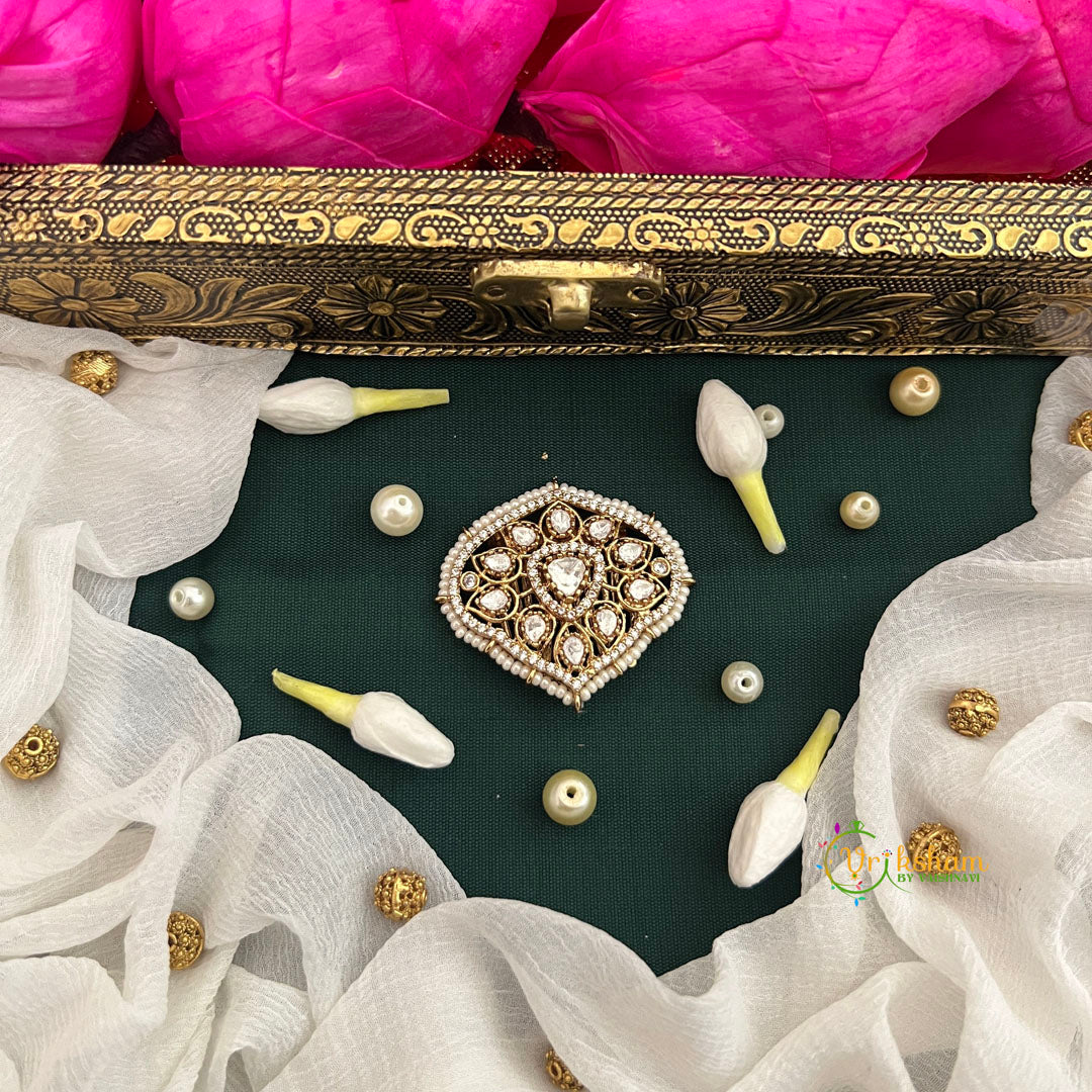 Traditional Kundan & Pearl Studded Statement Jad Billai-Vriksham-G22776