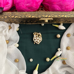 Elephant With Leaf Style Shape AD Stone Kundan Jad Billai-Leaf Side-Vriksham-G22779