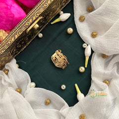 Elephant With Leaf Style Shape AD Stone Kundan Jad Billai-Leaf Side-Vriksham-G22779