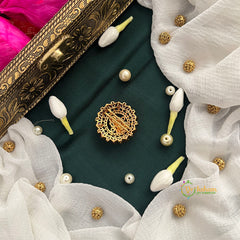 Golden Polish Lakshmi Red White Kundan Round Jad Billai-Vriksham-G22783