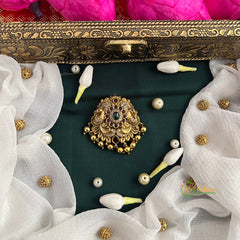 Dual Peacock & Floral Kundan Round Jad Billai-Vriksham-G22784