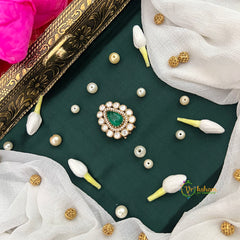 Pear Green Stone  Style Shape Kundan Jad Billai-Vriksham-G22780