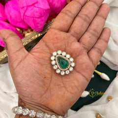Pear Green Stone  Style Shape Kundan Jad Billai-Vriksham-G22780