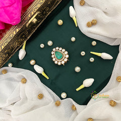 Pear Aqua Green Stone  Style Shape Kundan Jad Billai-Vriksham-G22782