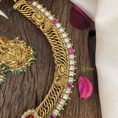 Vriksham Lakshmi Pendant Jalebi Style Short Neckpiece-Red-G16425