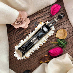 Vriksham Traditional Golden Color & Jasmine Floral Gajra Hair Clip Style Flower Accessories-KH1286